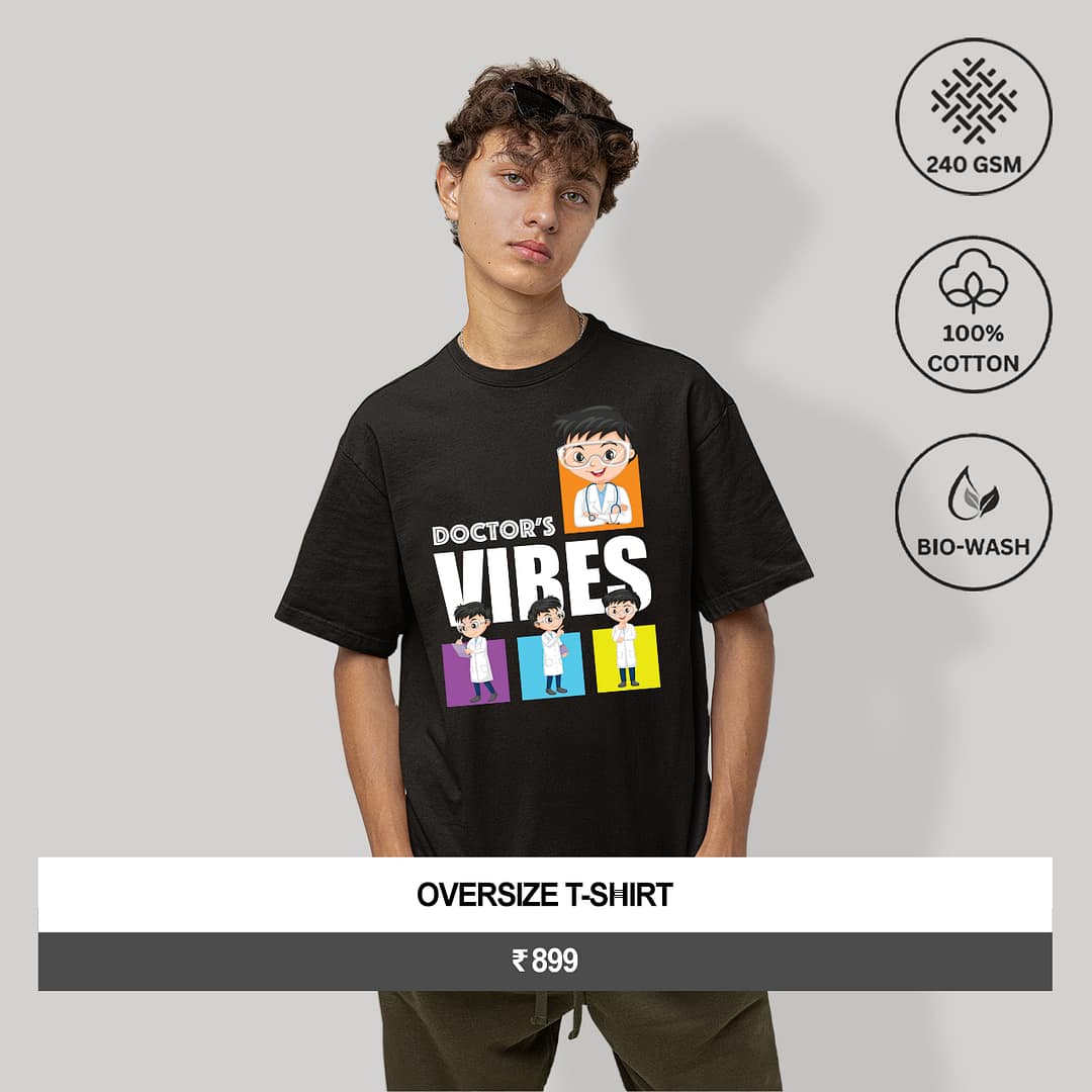 "DOCTOR’S VIBES" Men's Oversize Graphic T-Shirt