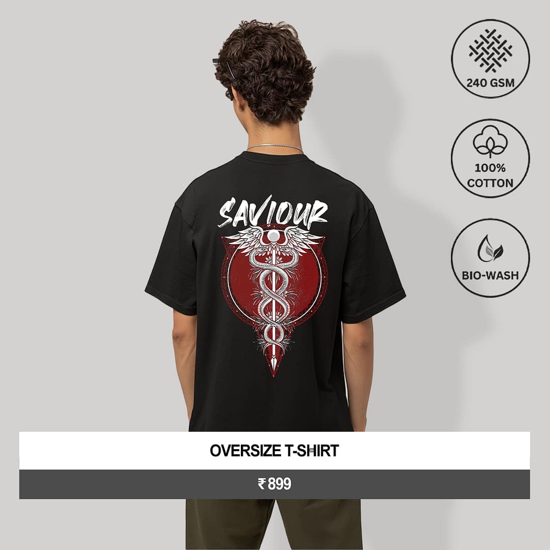 "SAVIOUR" Men's Oversize Graphic T-Shirt