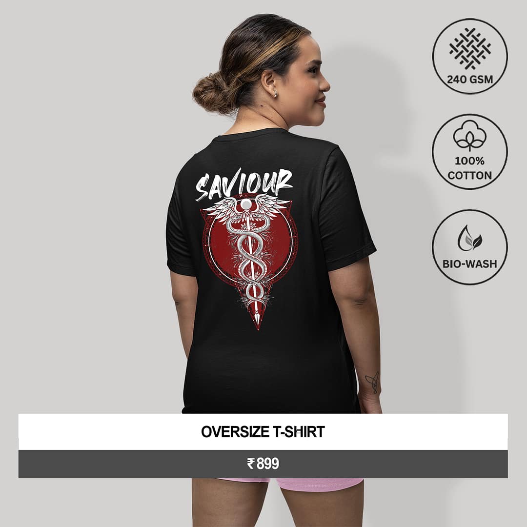 "SAVIOUR" Women’s Oversized Graphic T-Shirt