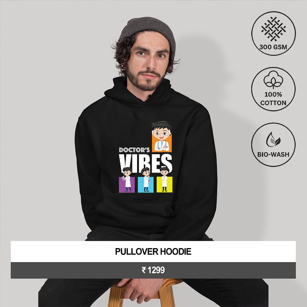 "DOCTOR’S VIBES" Men's Graphic Pullover Hoodie