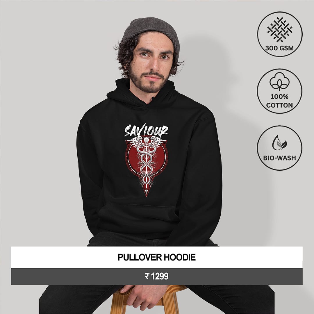 "SAVIOUR" Men's Graphic Pullover Hoodie
