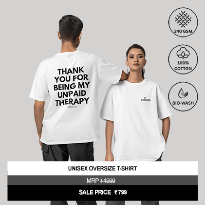 "Thank You for Being My Unpaid Therapy" Unisex Oversized Graphic T-Shirt