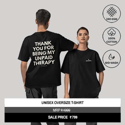 "Thank You for Being My Unpaid Therapy" Unisex Black Oversized Graphic T-Shirt