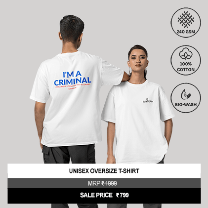 "I'm a Criminal – If Falling in Love with You Is a Crime!" Unisex Oversized Graphic T-Shirt