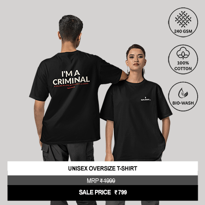 "I'm a Criminal – If Falling in Love with You Is a Crime!" Unisex Black Oversized Graphic T-Shirt