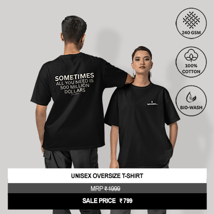 "Sometimes All You Need Is 500 Million Dollars" Unisex Black Oversized Graphic T-Shirt