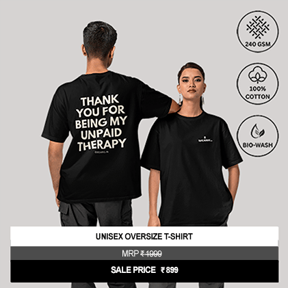 "Thank You for Being My Unpaid Therapy" Unisex Black Oversized Graphic T-Shirt