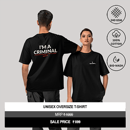 "I'm a Criminal – If Falling in Love with You Is a Crime!" Unisex Black Oversized Graphic T-Shirt