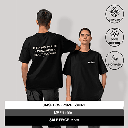 "It’s a Tough Life Having Such a Beautiful Wife" Unisex Black Oversized Graphic T-Shirt