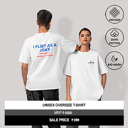 “I Flirt As A Joke And Panic When It Works” Unisex Oversized Graphic T-Shirt