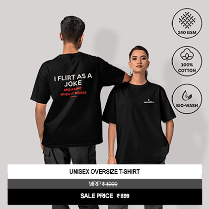 “I Flirt As A Joke And Panic When It Works” Unisex Black Oversized Graphic T-Shirt