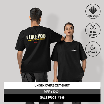 “I Like You I Just Don’t Know How To Show It” Unisex Black Oversized Graphic T-Shirt