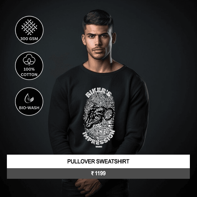 Premium Unisex Biker’s Impression Graphic Pullover Sweatshirt