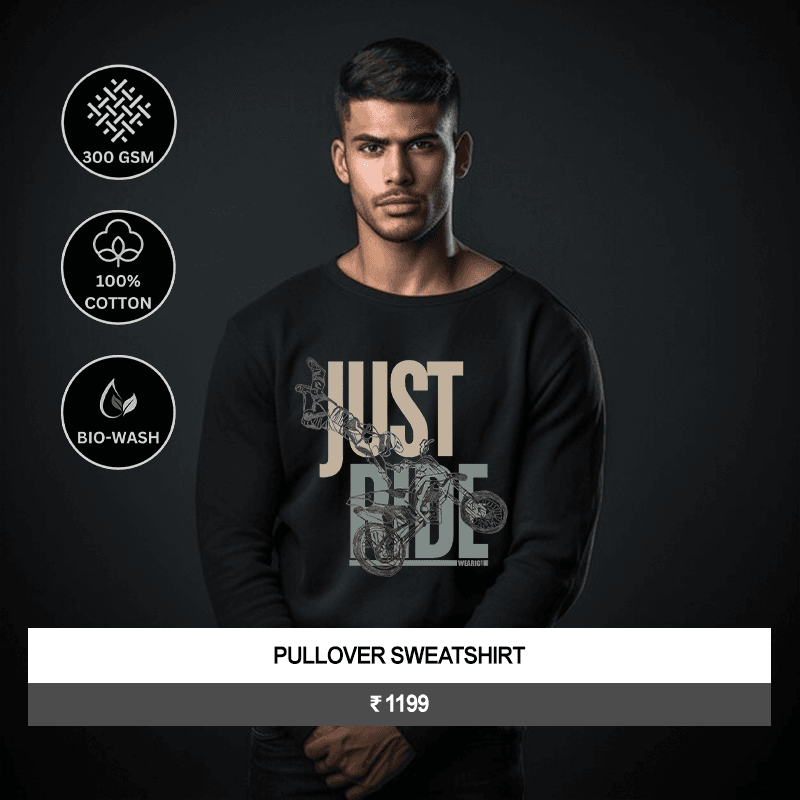 Premium Unisex “Just Ride” Graphic Pullover Sweatshirt