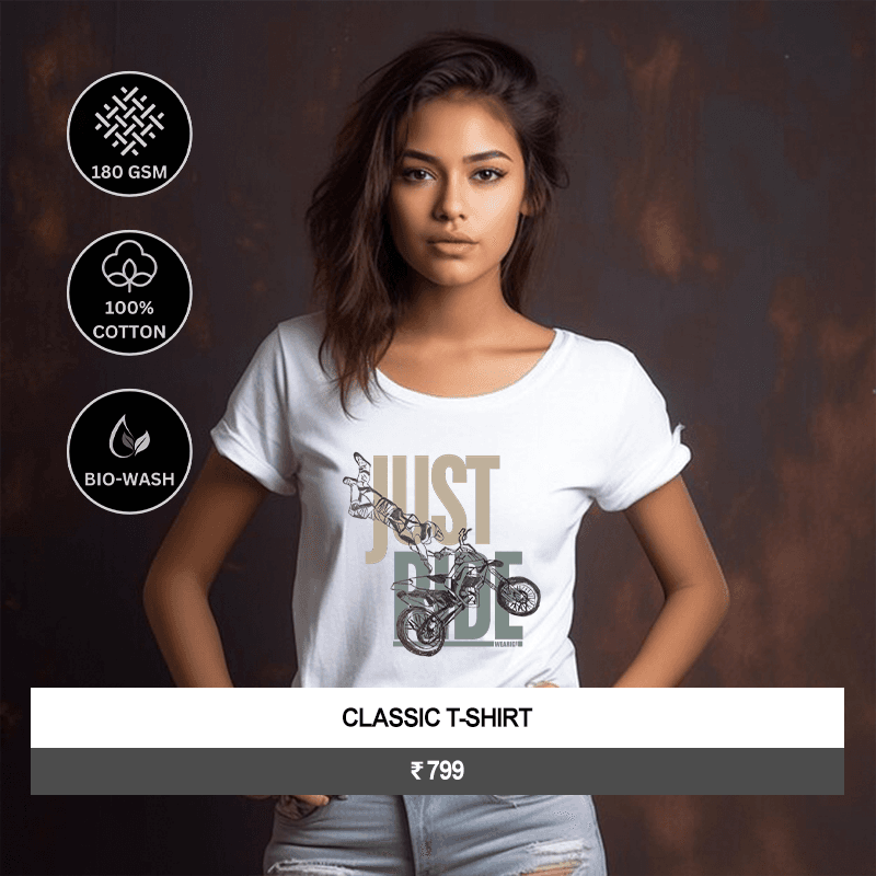Premium Women's “Just Ride” Graphic T-Shirt