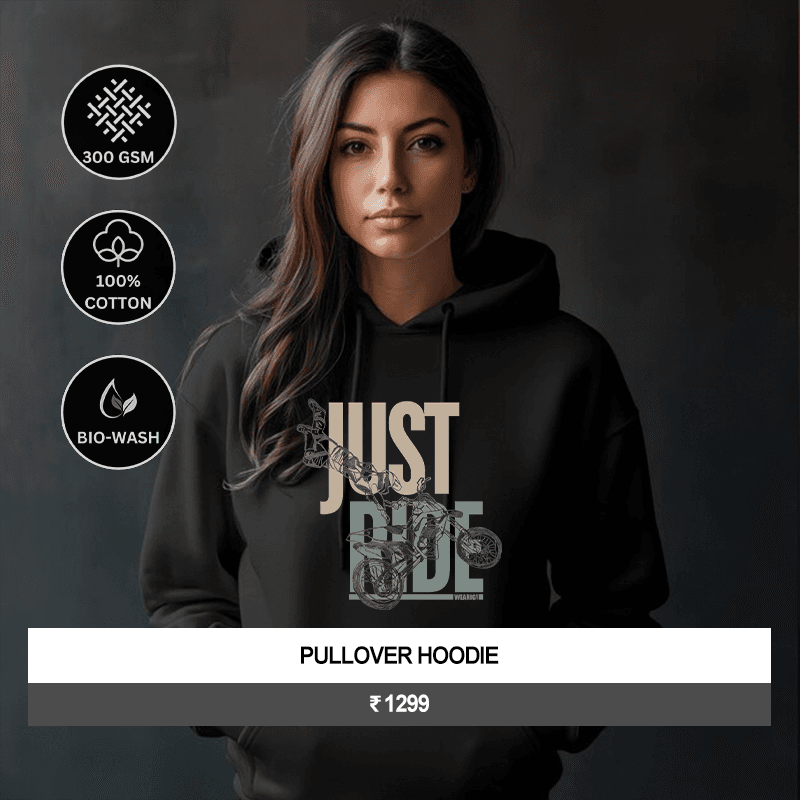 Premium Women’s “Just Ride” Graphic Pullover Hoodie
